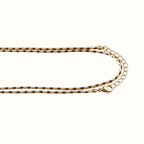 Cordon pour bola marron, blanc et doré 110 cm - Ajustable avec fermoir et chaînette