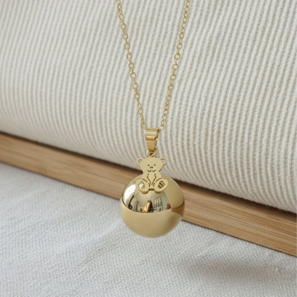 Bola de grossesse ours doré à l'or 18k - Pendentif ourson