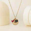 Bola de grossesse personnalisé initiales et coeur rouge - Plaqué or 18k