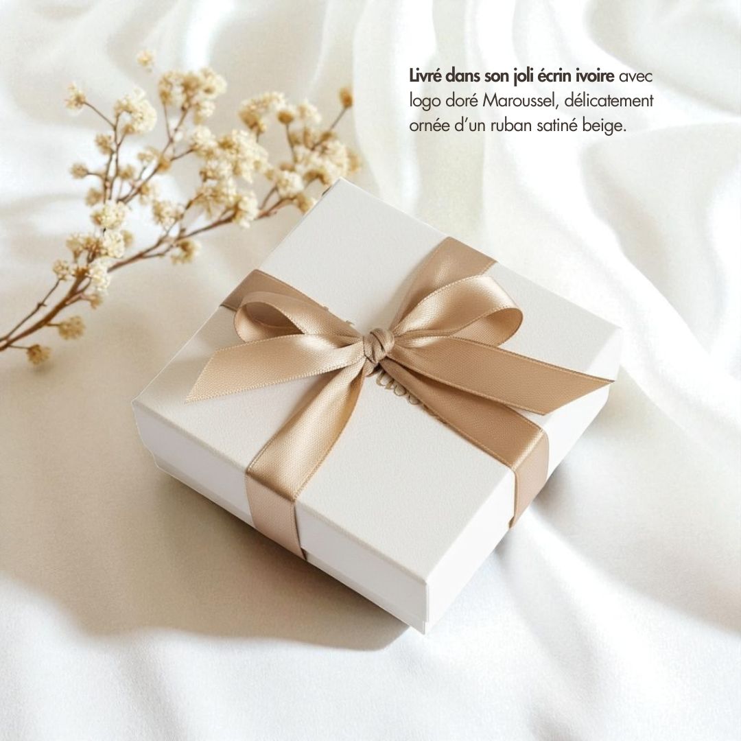 Bola grossesse coeur nacre & pierre rubis - Plaqué or & chaine acier