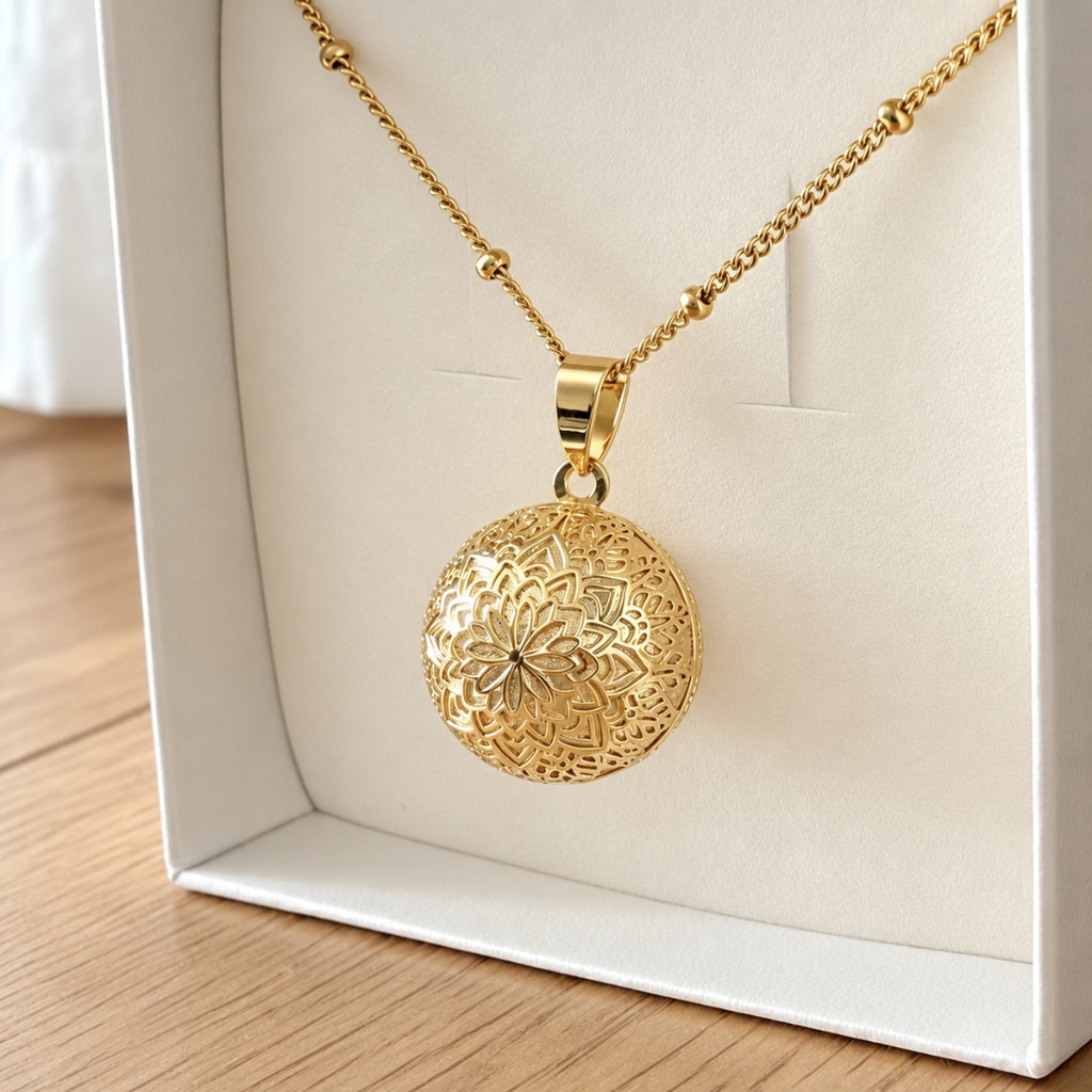 Bola de grossesse fleur de vie mandala doré