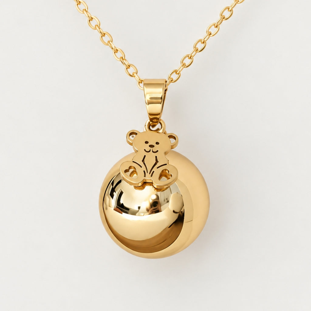 Bola de grossesse ours doré à l'or 18k - Pendentif ourson