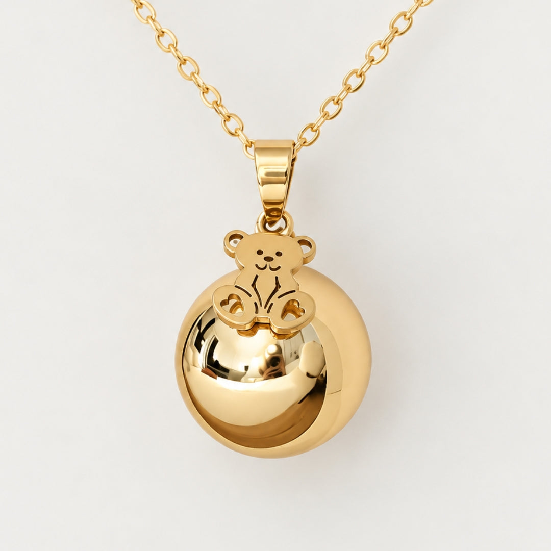 Bola de grossesse ours doré à l'or 18k - Pendentif ourson