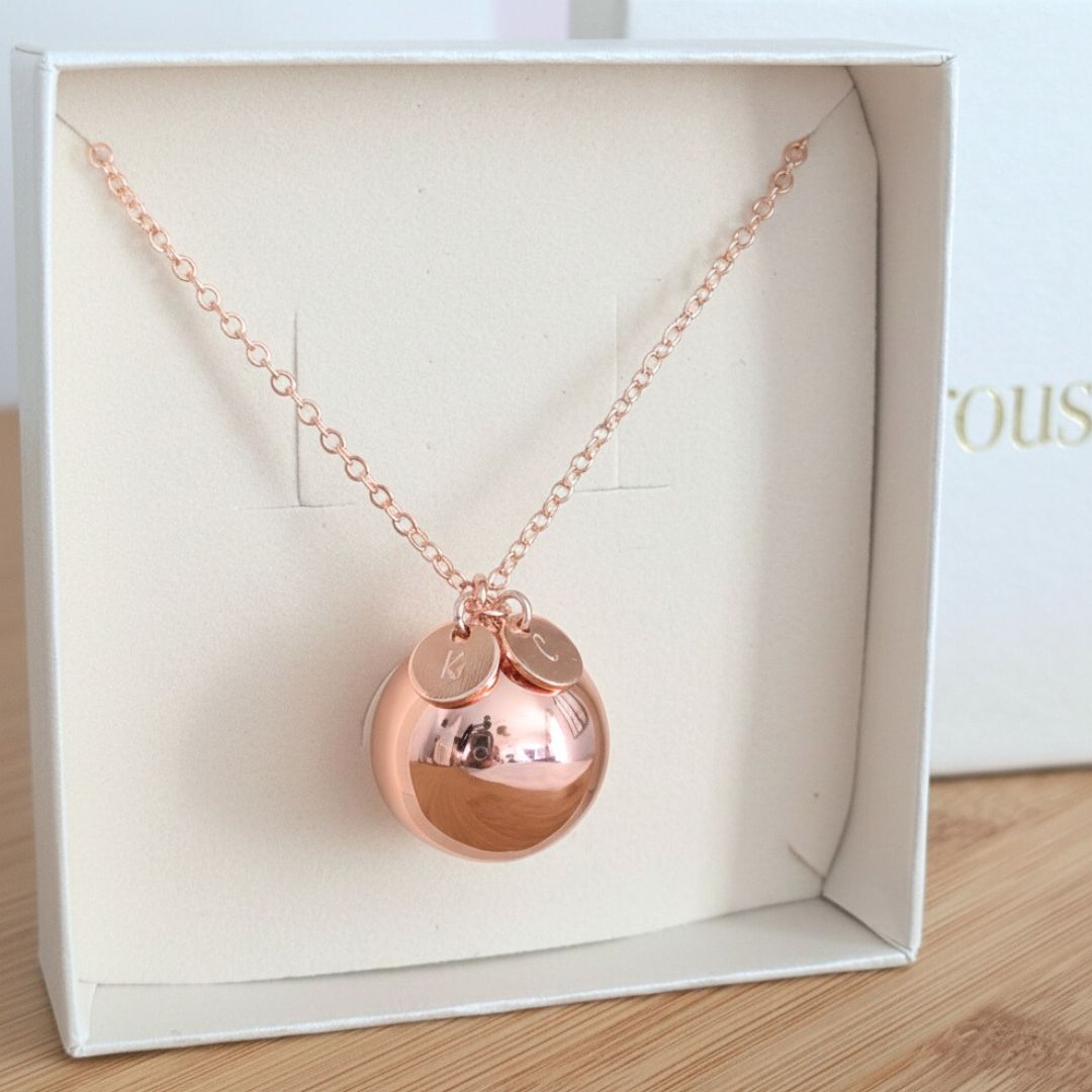 Bola de grossesse personnalisé avec initiales gravées - Or rose