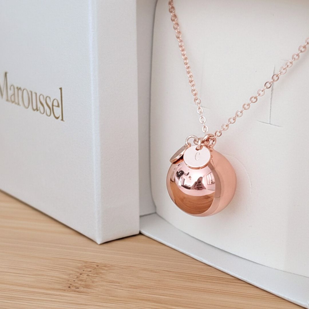 Bola de grossesse personnalisé avec initiales gravées - Or rose