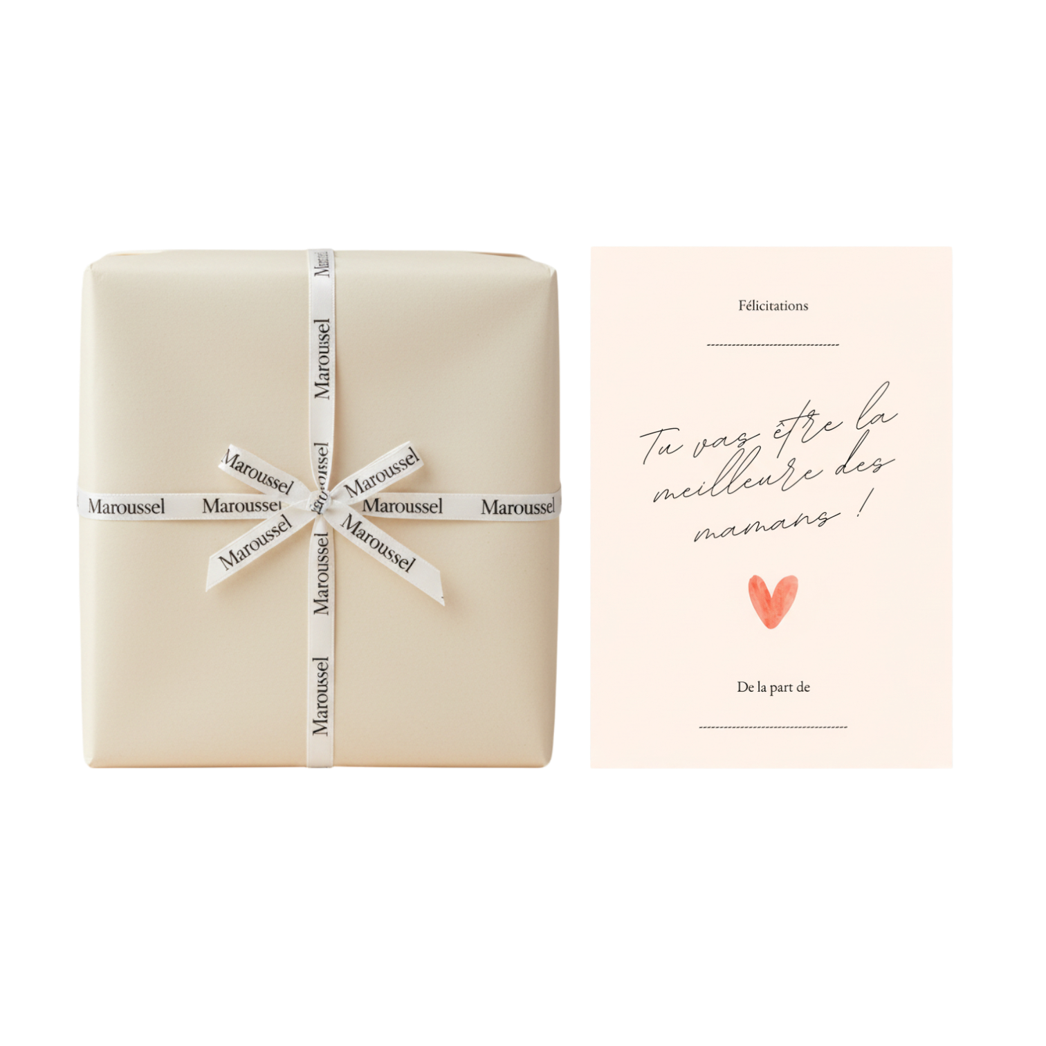 Carte de voeux + Emballage avec papier cadeau