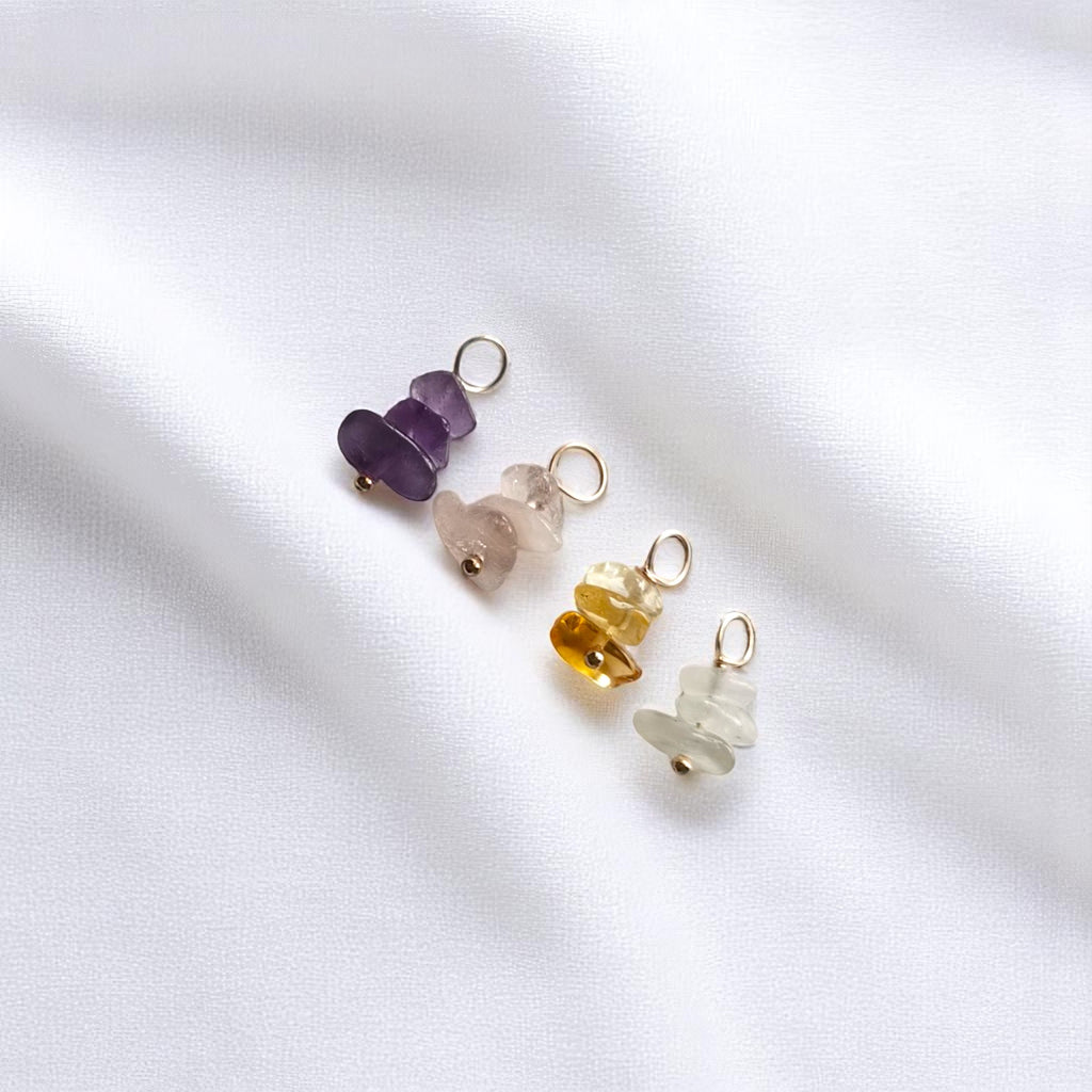 Bola de grossesse or rose avec 4 pendentifs pierres naturelles